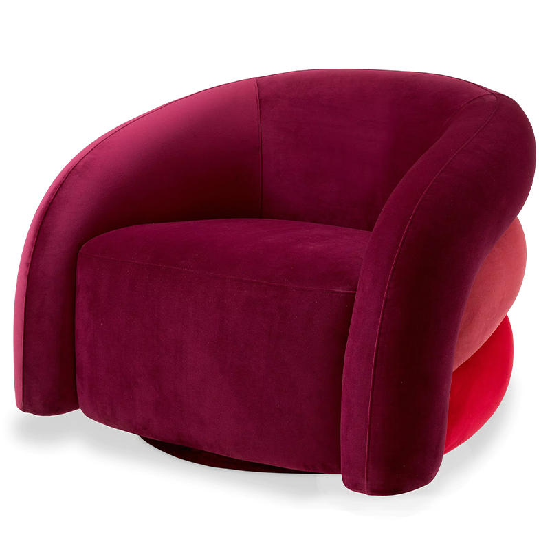 Кресло Eichholtz Chair Novelle Bordeaux Red Velvet Бургундский красный Коралловый Красный в Саратове | Loft Concept 