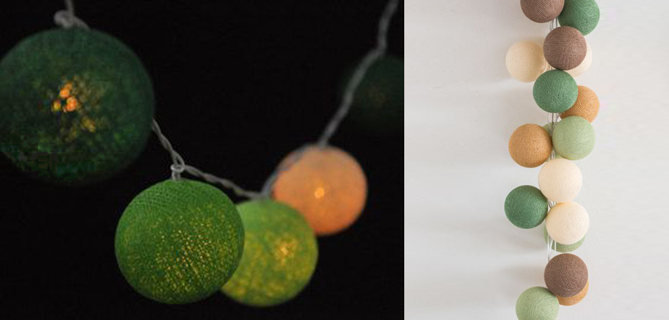 Гирлянда хлопковые фонарики Сotton Ball Forest Green - Loft-Concept в Саратове