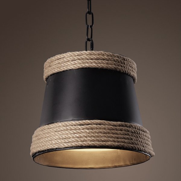 Подвесной светильник Black & Hemp Pendant Lamp Черный в Саратове | Loft Concept 