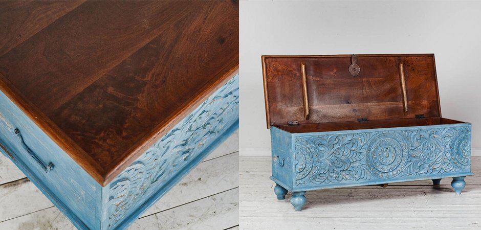 Сундук из массива манго большой Blue Mango Сундук из массива манго большой Blue Mango - Loft-Concept в Саратове