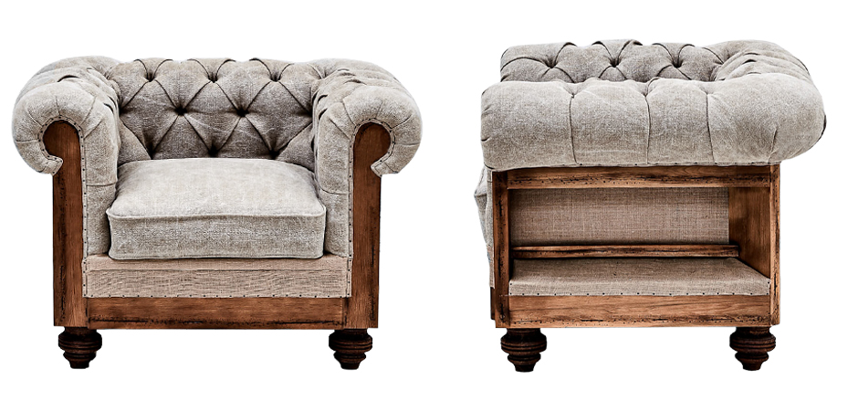 Кресло Deconstructed Chesterfield Armchair Gray Кресло Deconstructed Chesterfield Armchair Gray - Loft-Concept в Саратове