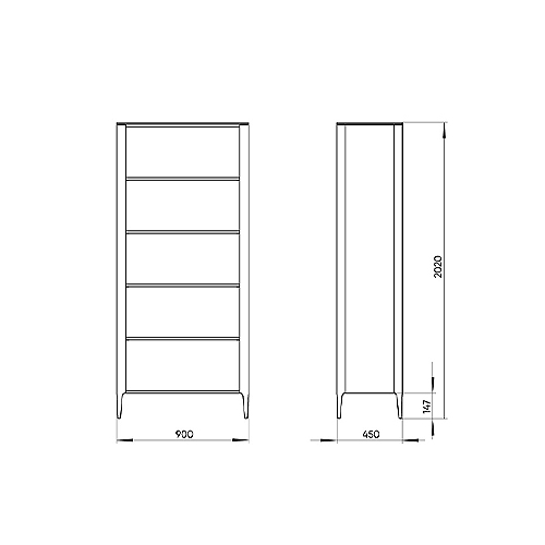 Стеллаж прямой молочного цвета с открытыми полками Type  в Саратове