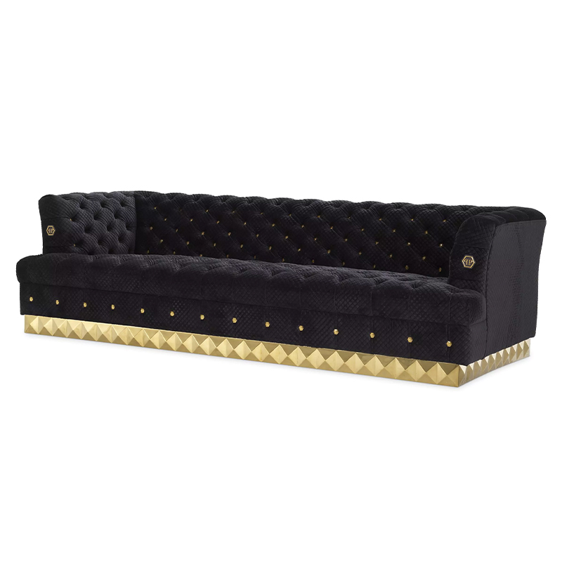 Диван Philipp Plein Sofa Rockstud S Чёрный Черный Золотой в Саратове | Loft Concept 