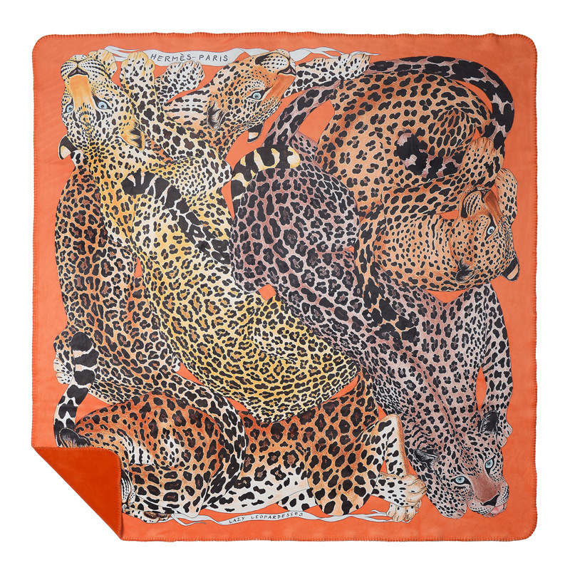 Плед Hermes Leopards Orange Оранжевый Коричневый в Саратове | Loft Concept 