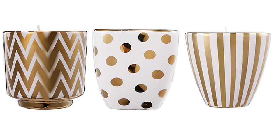 Набор из 3-х подсвечников Gold & White Ornament Набор из 3-х подсвечников Gold & White Ornament - Loft-Concept в Саратове