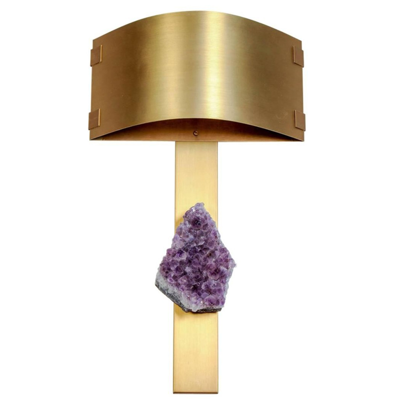 Бра Natural Amethyst and Curved Shades Wall Lamp Латунь Сиреневый в Саратове | Loft Concept 