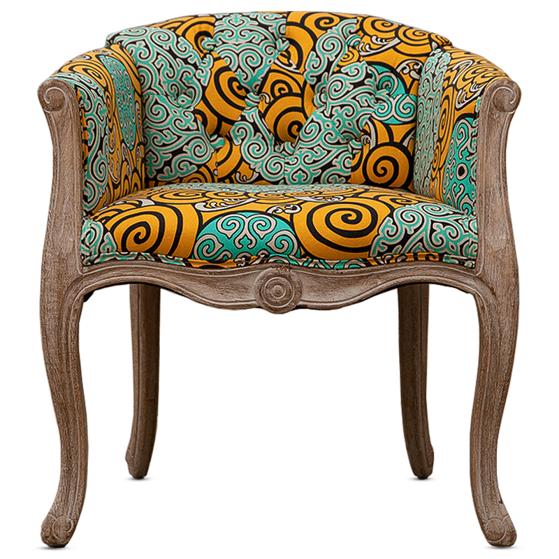 Кресло Yellow and Turquoise Ornament Chair Мульти Бежево-серый в Саратове | Loft Concept 