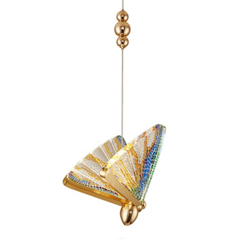Butterfly Pendant Lamp Colored glass J Мульти Глянцевое золото в Саратове | Loft Concept 