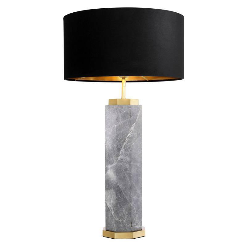 Настольная лампа Eichholtz Table Lamp Newman Grey Латунь Античная полированная Серый Черный в Саратове | Loft Concept 