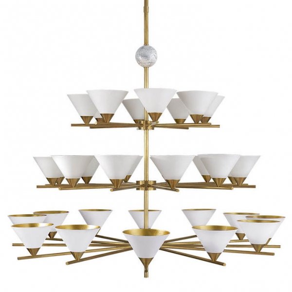 Люстра Cleo Three-tier Chandelier Латунь Белый в Саратове | Loft Concept 