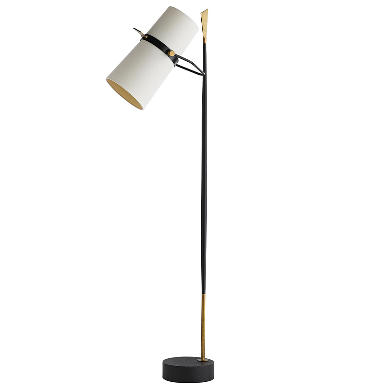 Торшер Arteriors YASMIN FLOOR LAMP Латунь Белый Черный в Саратове | Loft Concept 