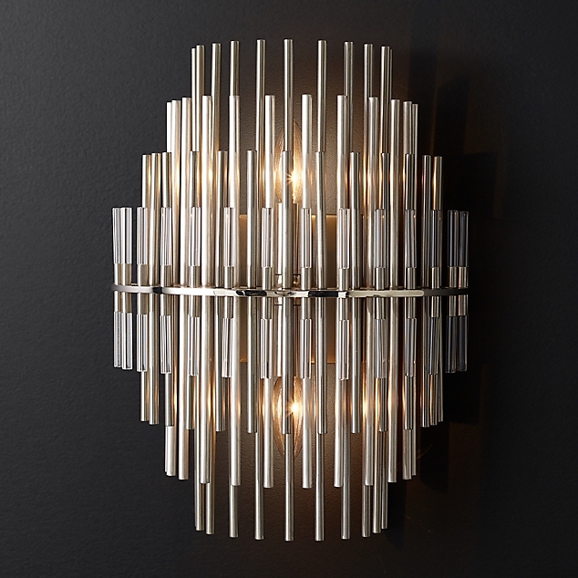 Бра Restoration Hardware Emile Sconce Chrome Прозрачный Латунь Античная полированная Оловянный в Саратове | Loft Concept 