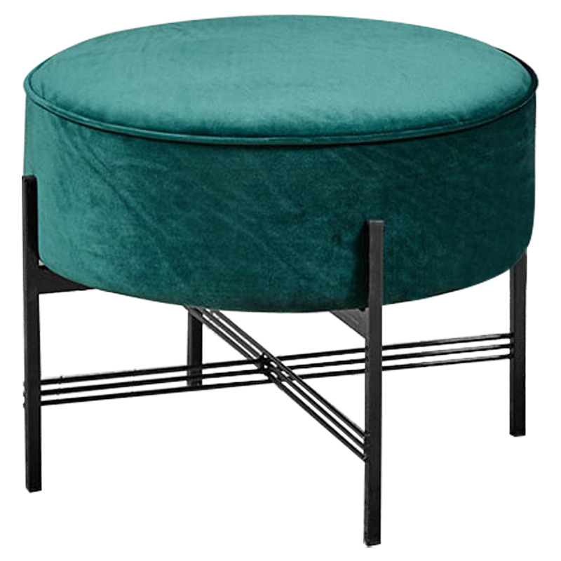 Пуф изумрудного цвета велюровый Sanjay Velour Pouf Emerald Изумрудный Черный в Саратове | Loft Concept 