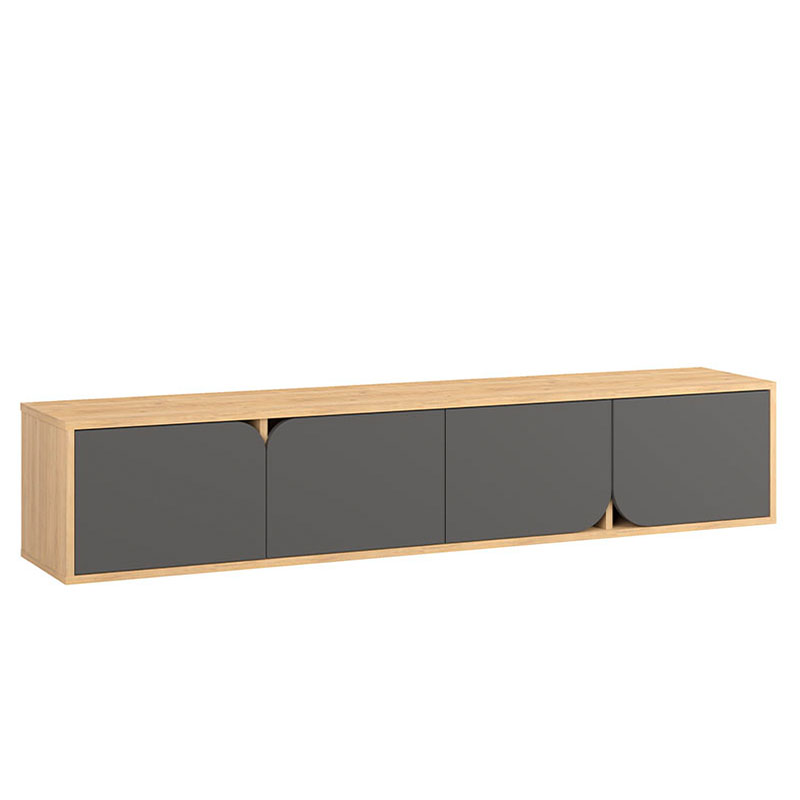 ТВ-тумба подвесная цвета древесины с 4-мя темно-серыми дверцами SPARK TV STAND OAK ANTHRACITE Серый Древесина в Саратове | Loft Concept 