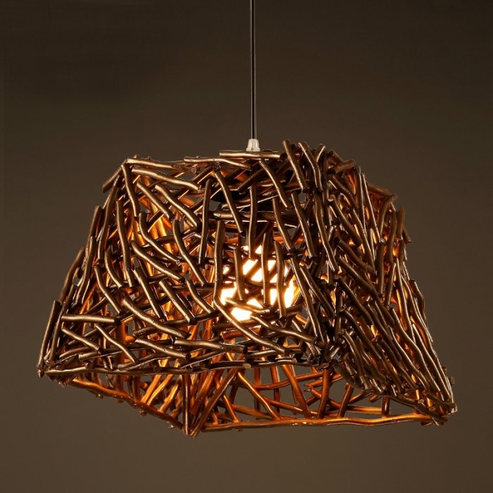 Подвесной светильник Old Wicker Pendant Cub Коричневый в Саратове | Loft Concept 