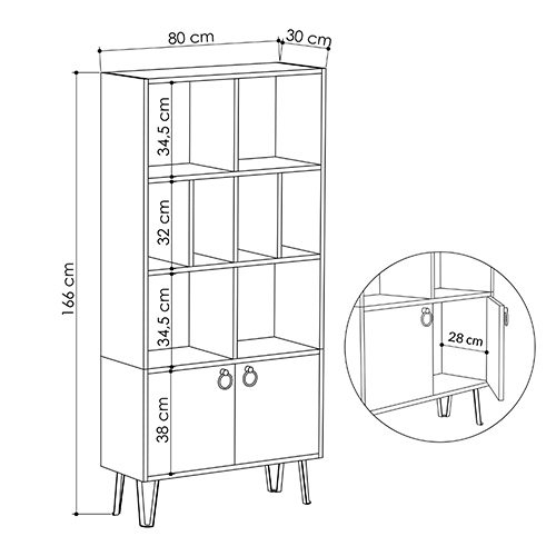 Стеллаж прямой цвета древесины с полками и 2-мя белыми дверцами BENE BOOKCASE OAK Стеллаж прямой цвета древесины с полками и 2-мя белыми дверцами BENE BOOKCASE OAK в Саратове
