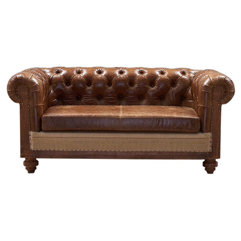 Диван Deconstructed Chesterfield Sofa double Brown leather Коричневый ivory ( слоновая кость ) в Саратове | Loft Concept 