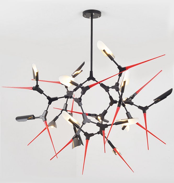 Люстра Red Spikes Chandelier 16 Черный Красный в Саратове | Loft Concept 