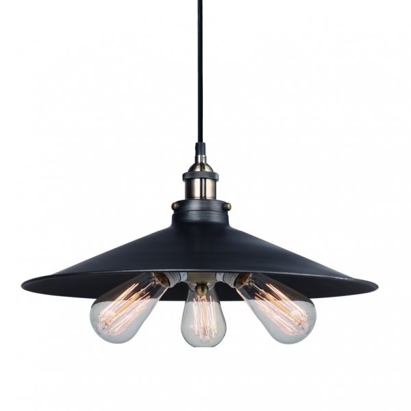 Подвесной светильник 20th C. Factory Filament Metal Triple Pendant Black Черный в Саратове | Loft Concept 