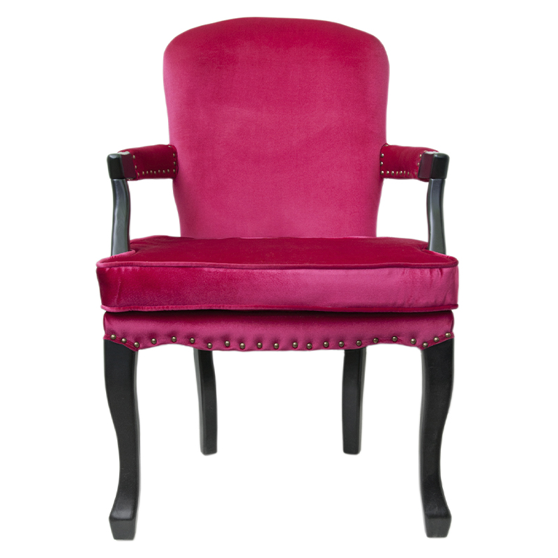 Кресло Aubrey Classical Armchair rose velour Малиновый (Crimson) Черный в Саратове | Loft Concept 