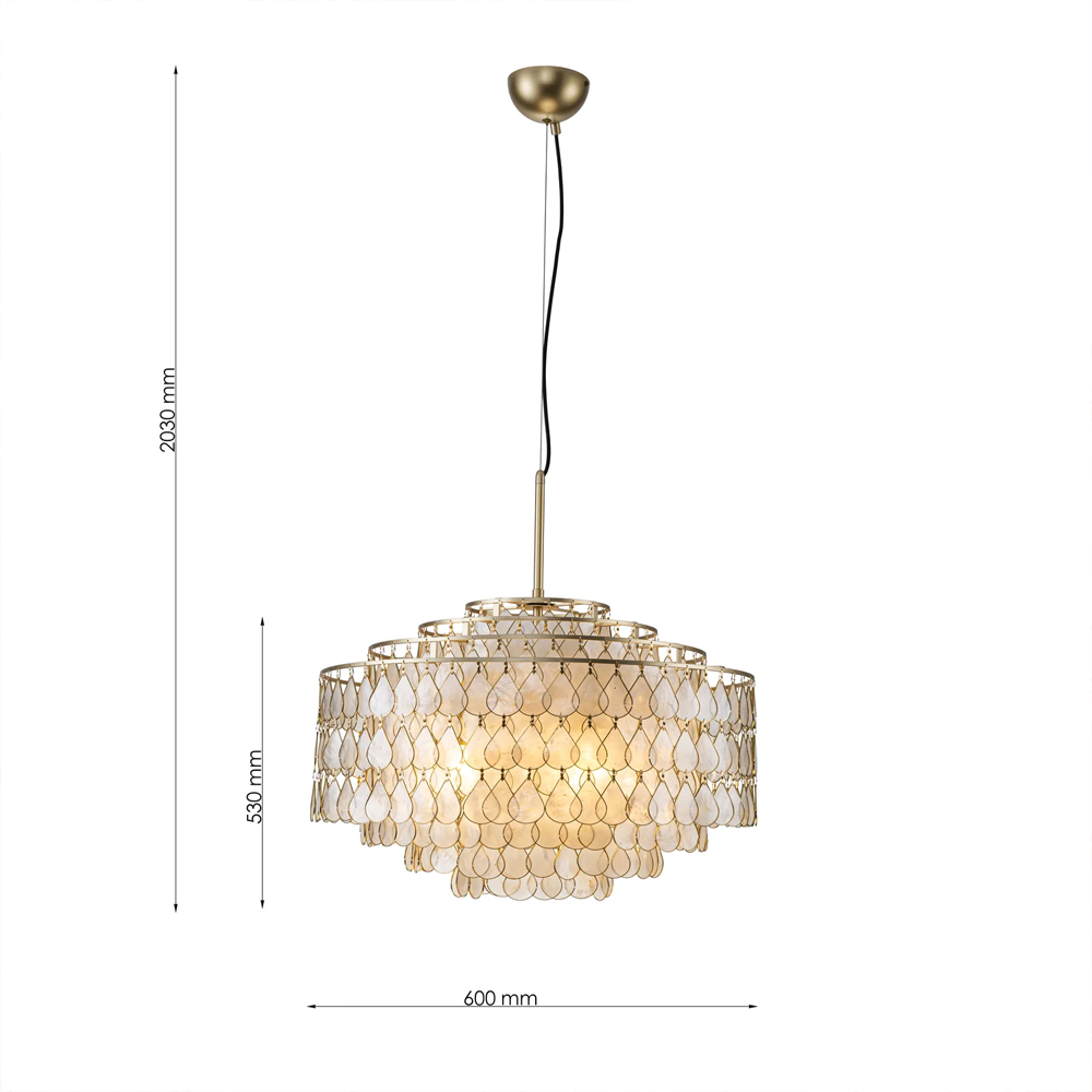 Люстра многоярусная с декором из натуральной морской ракушки Iridescent Light в Саратове