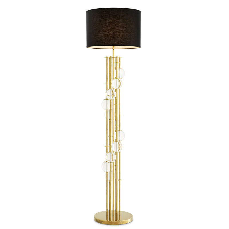 Торшер Eichholtz Floor Lamp Lorenzo Gold & black Глянцевое золото Черный Прозрачный в Саратове | Loft Concept 