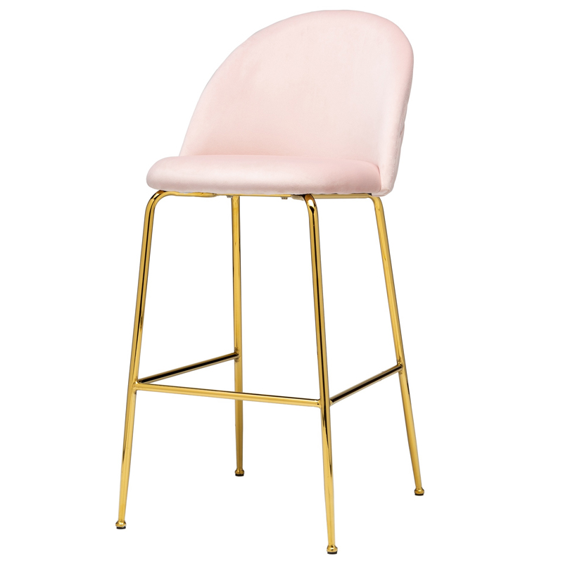 Барный стул Vendramin Bar Stool pink Розовый пастельный Глянцевое золото в Саратове | Loft Concept 