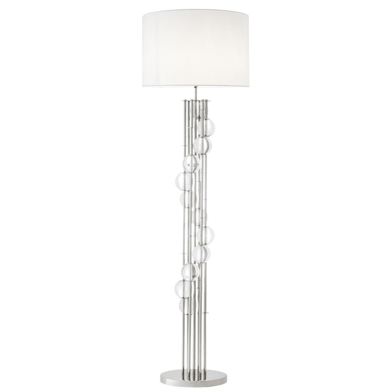 Торшер Eichholtz Floor Lamp Lorenzo Nickel & white Никель Белый Прозрачный в Саратове | Loft Concept 