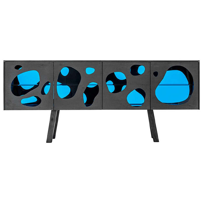 Комод Campana Brothers Sideboard Aquario Prototype Glass and Wood by BD Дерево Темно-Серый Синий в Саратове | Loft Concept 