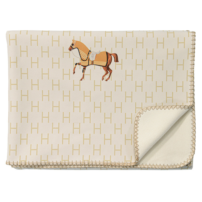 Плед Hermes Pattern Horse Plaid Бежевый Коричневый в Саратове | Loft Concept 