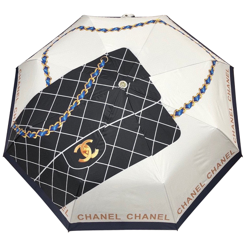 Зонт раскладной CHANEL дизайн 012 Бежевый цвет Бежевый Черный Синий Желтый в Саратове | Loft Concept 