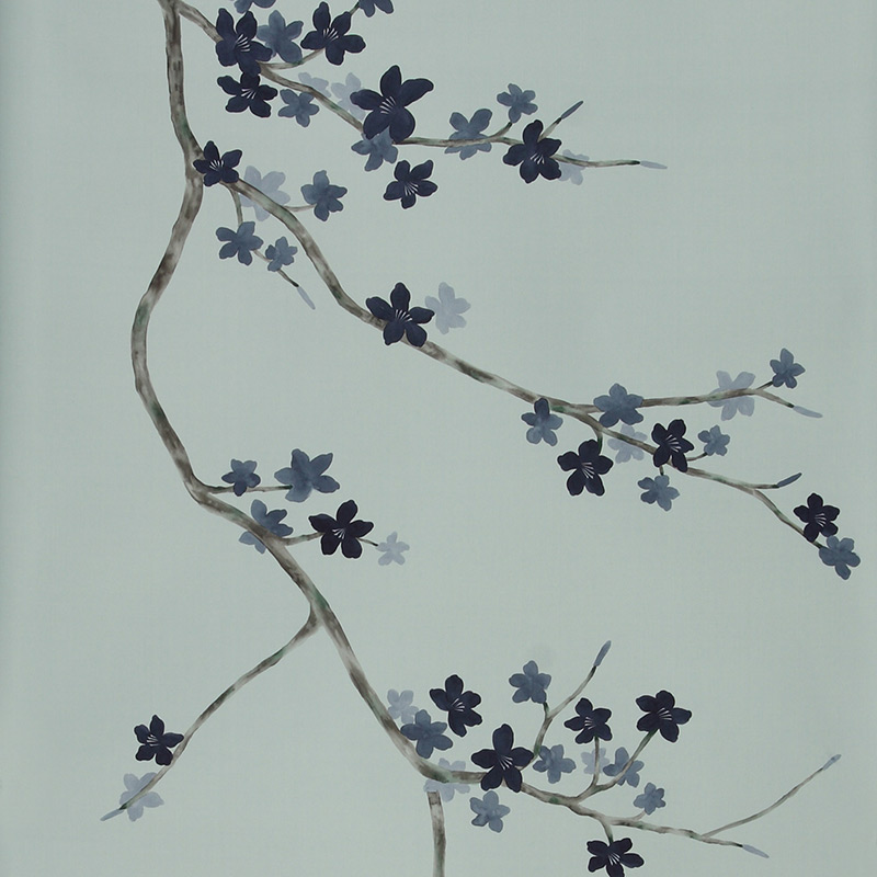 Обои ручная роспись Cherry Tree Original colourway on Adam Grey dyed silk Обои ручная роспись Cherry Tree Original colourway on Adam Grey dyed silk в Саратове | Loft Concept