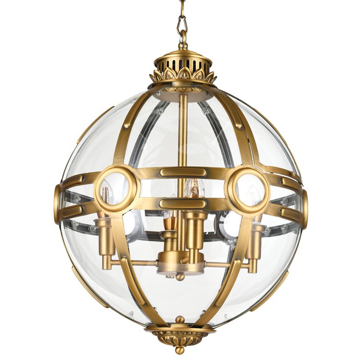 Люстра Eichholtz Lantern Hagerty Brass Прозрачное Стекло Латунь в Саратове | Loft Concept 