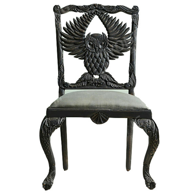 Стул Handcarved Menagerie Owl Dining Chair Черный Черный в Саратове | Loft Concept 