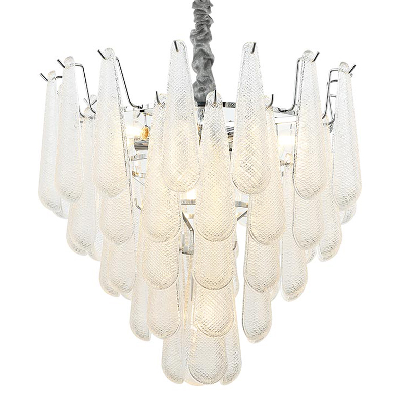 Люстра Textured Glass Drops Chandelier 13 Хром Белый в Саратове | Loft Concept 