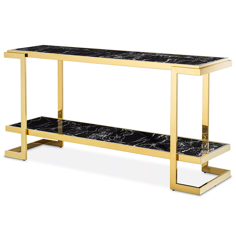 Консоль Eichholtz Console Table Senato Черный Мрамор Nero Глянцевое золото в Саратове | Loft Concept 