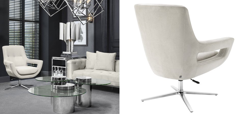 Кресло Eichholtz Swivel Chair Flavio Pebble Grey Кресло Eichholtz Swivel Chair Flavio Pebble Grey - Loft-Concept в Саратове