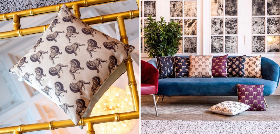 Декоративная подушка с узором из львов Home Safari Beige - Loft-Concept в Саратове