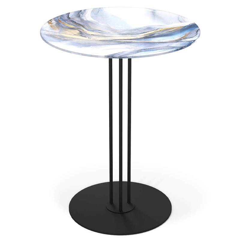 Стол журнальный с круглой бело-голубой столешницей из стекла White and Blue Marble Черный Белый Голубой Стол журнальный с круглой бело-голубой столешницей из стекла White and Blue Marble Черный Белый Голубой в Саратове | Loft Concept