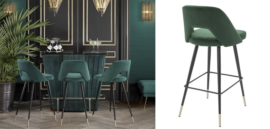 Барный стул Eichholtz Bar Stool Avorio Green Барный стул Eichholtz Bar Stool Avorio Green - Loft-Concept в Саратове