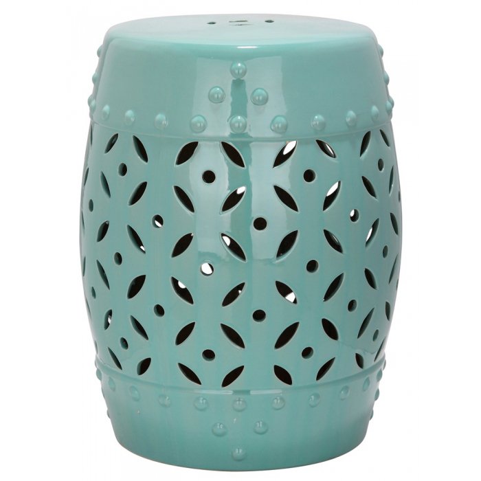 Керамический табурет Coin Lattice Garden Stool - Light Blue Голубой пастельный Керамический табурет Coin Lattice Garden Stool - Light Blue Голубой пастельный в Саратове | Loft Concept