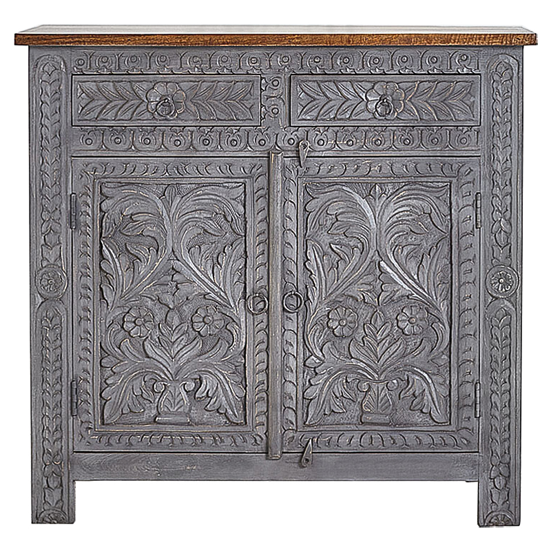 Комод Indian Antique White Furniture Chest of Drawers Ganika серый Серый Коричневый в Саратове | Loft Concept 