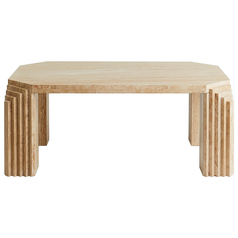 Кофейный стол Caleb Travertine Coffee Table Бежевый Коричневый в Саратове | Loft Concept 