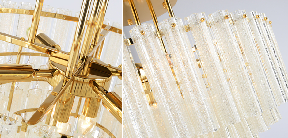 Люстра потолочная на штанге Textured Glass Chandelier Люстра потолочная на штанге Textured Glass Chandelier - Loft-Concept в Саратове