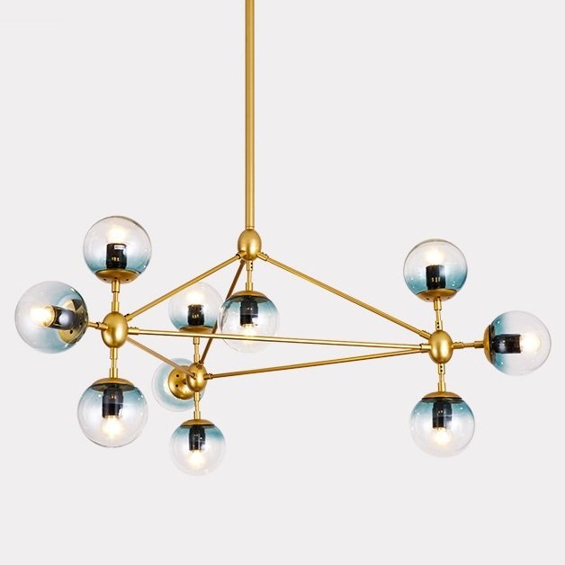 Люстра Modo Chandelier Globes Blue Ambre Gold Золотой Люстра Modo Chandelier Globes Blue Ambre Gold Золотой в Саратове | Loft Concept