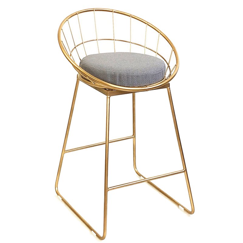 Барный стул Iron bar chair Golden Глянцевое золото Серый в Саратове | Loft Concept 