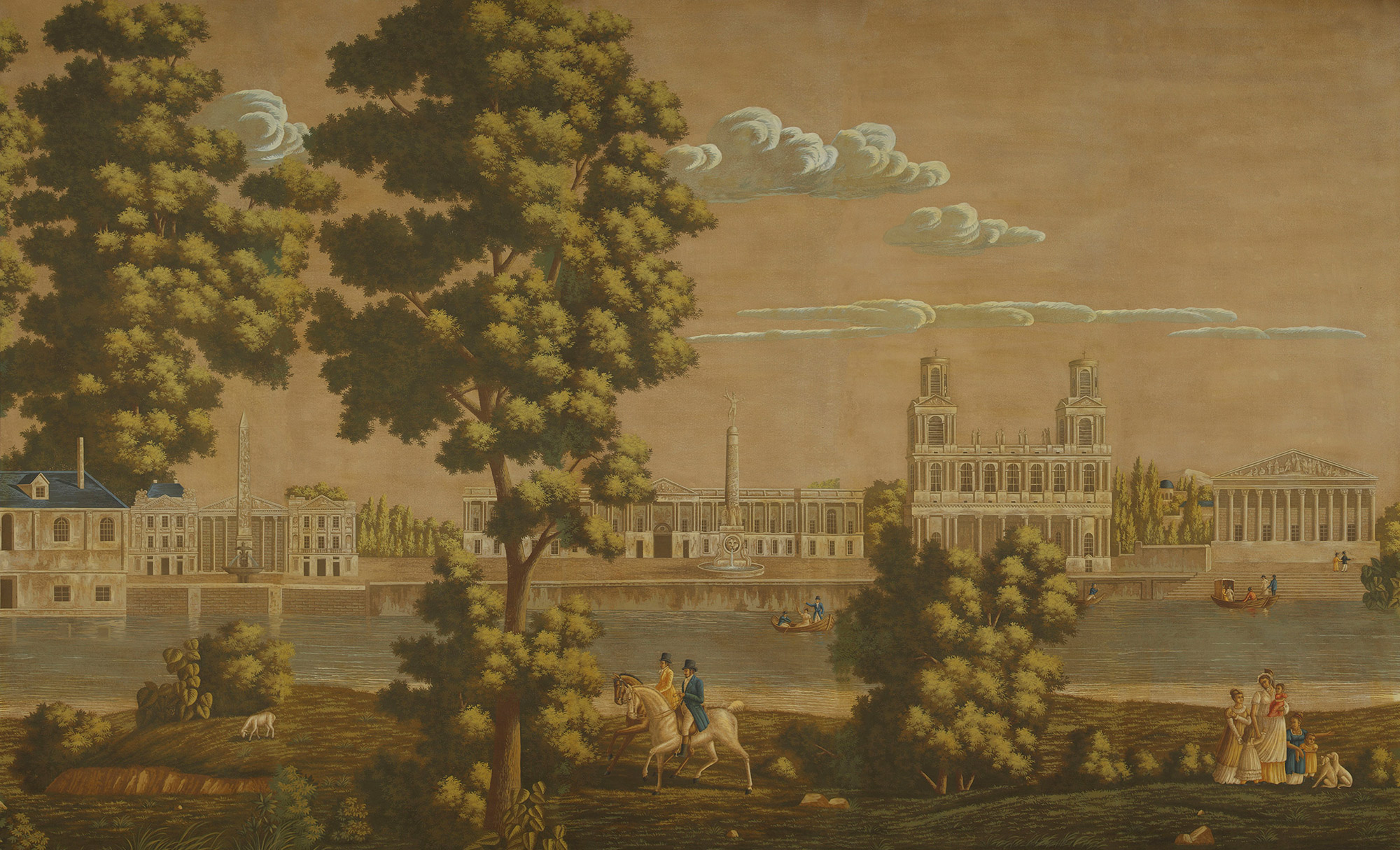 Обои ручная роспись Monuments of Paris Roberts on antique scenic Xuan paper Обои ручная роспись Monuments of Paris Roberts on antique scenic Xuan paper - постер Loft-Concept в Саратове