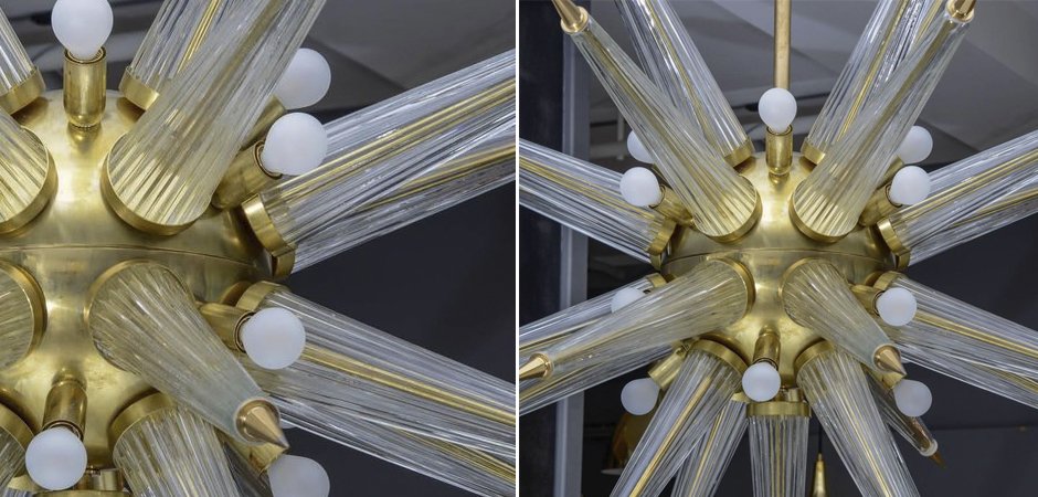 Люстра Brass Sputnik Chandelier with Murano Glass Spikes Люстра Brass Sputnik Chandelier with Murano Glass Spikes - Loft-Concept в Саратове