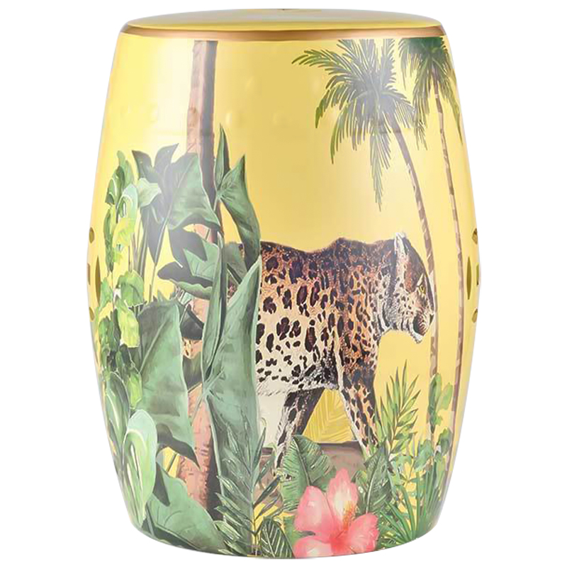 Керамический табурет Leopard Tropical Animal Ceramic Stool Yellow Желтый Коричневый Зеленый Керамический табурет Leopard Tropical Animal Ceramic Stool Yellow Желтый Коричневый Зеленый в Саратове | Loft Concept