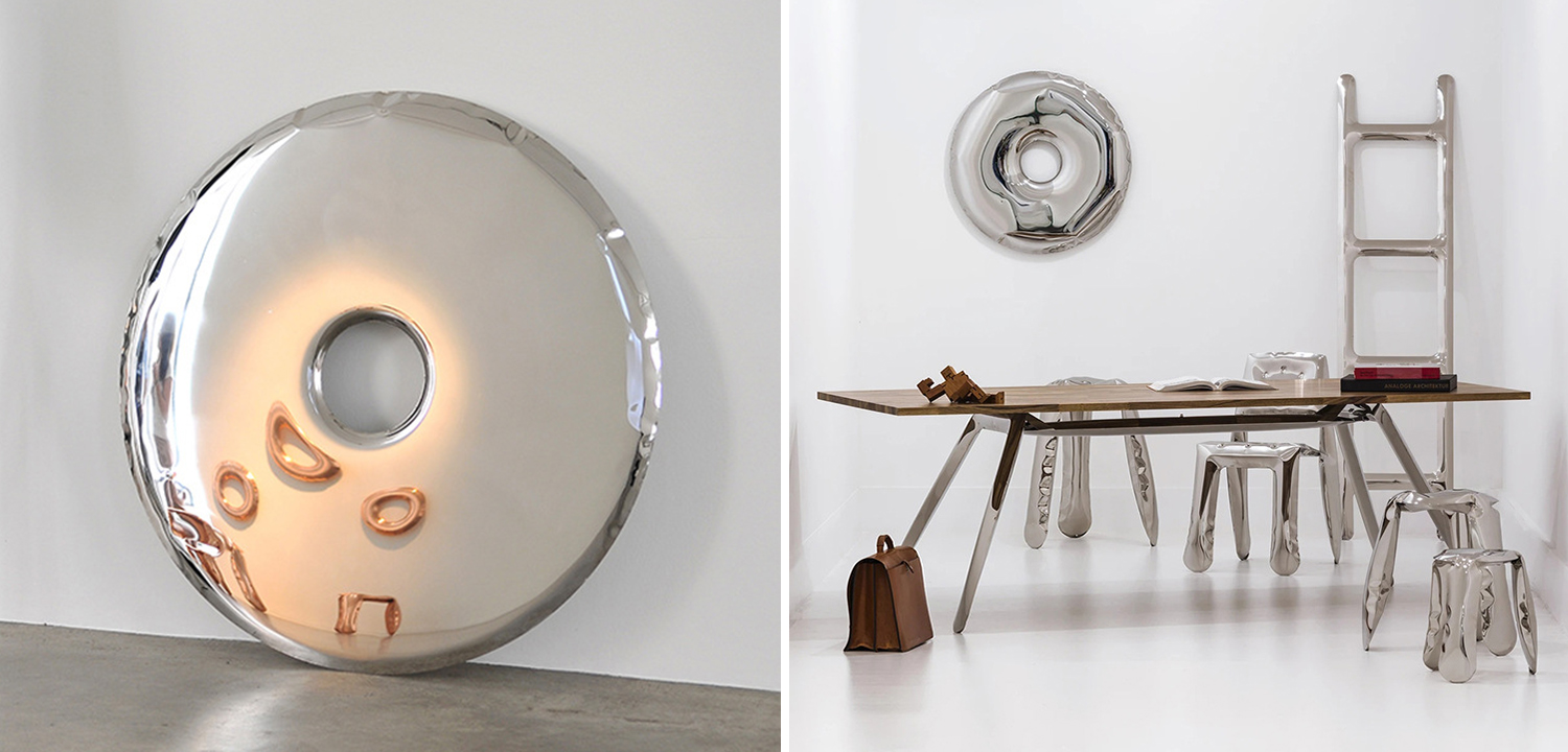 Арт-объект на стену Rondo Polished Stainless Steel Wall Mirror by Zieta Chrome - фото